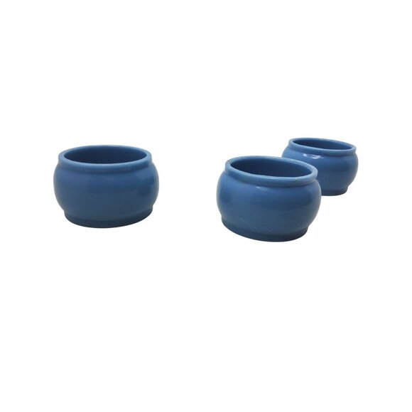 Set Of 3 Vintage Blue Melamine Napkin Rings - Picture 2 of 4